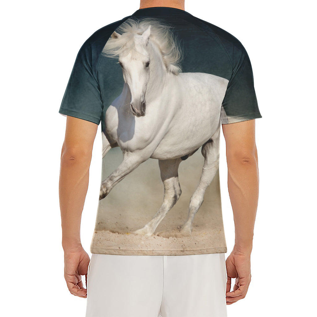 White Stallion Horse Print Men's Short Sleeve Rash Guard