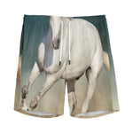 White Stallion Horse Print Men's Sports Shorts