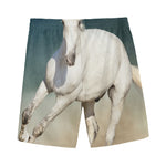 White Stallion Horse Print Men's Sports Shorts