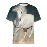 White Stallion Horse Print Men's Sports T-Shirt