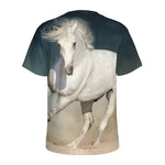 White Stallion Horse Print Men's Sports T-Shirt