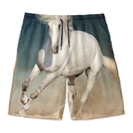 White Stallion Horse Print Men's Swim Trunks