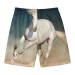 White Stallion Horse Print Men's Swim Trunks