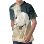 White Stallion Horse Print Men's Velvet T-Shirt