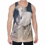 White Stallion Horse Print Men's Velvet Tank Top