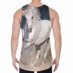 White Stallion Horse Print Men's Velvet Tank Top