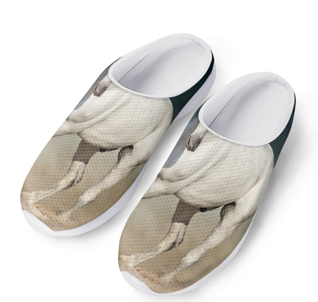 White Stallion Horse Print Mesh Casual Shoes