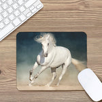 White Stallion Horse Print Mouse Pad