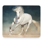 White Stallion Horse Print Mouse Pad