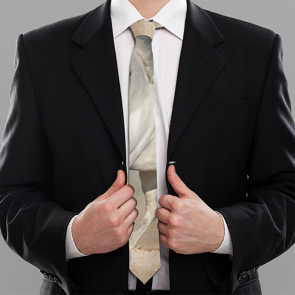 White Stallion Horse Print Necktie