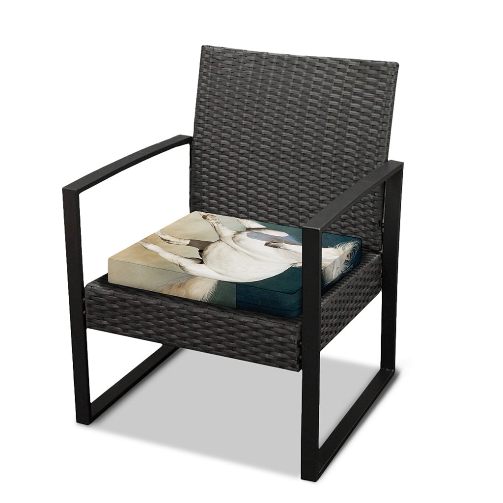 White Stallion Horse Print Outdoor Seat Cushion Cover