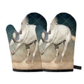 White Stallion Horse Print Oven Mitts