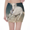 White Stallion Horse Print Pencil Mini Skirt