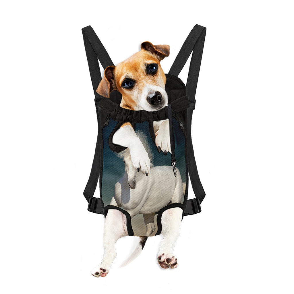 White Stallion Horse Print Pet Carrier Backpack