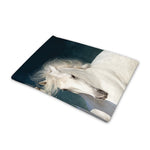 White Stallion Horse Print Pet Cooling Mat Cover