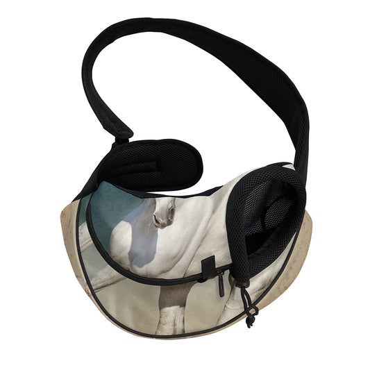 White Stallion Horse Print Pet Sling Carrier