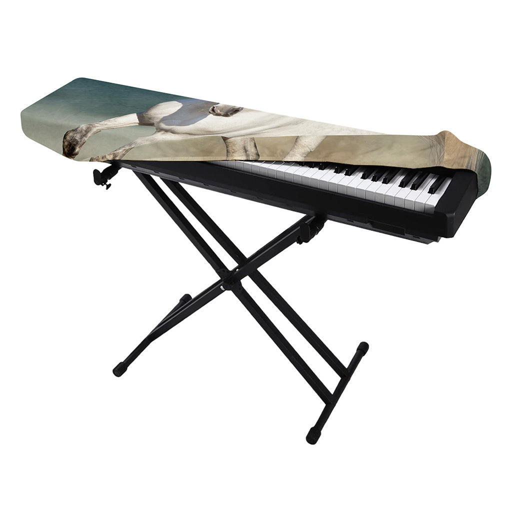 White Stallion Horse Print Piano Keyboard Cover