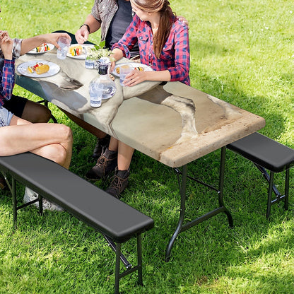 White Stallion Horse Print Picnic Table Cover