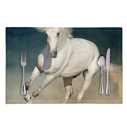 White Stallion Horse Print Placemat