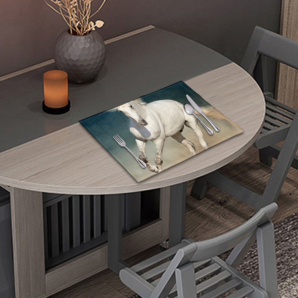 White Stallion Horse Print Placemat