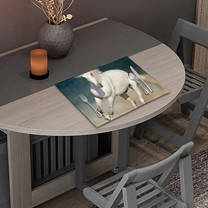 White Stallion Horse Print Placemat