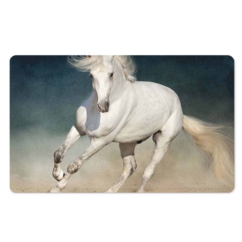 White Stallion Horse Print Polyester Doormat