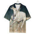 White Stallion Horse Print Rayon Hawaiian Shirt