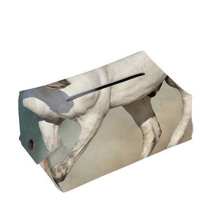 White Stallion Horse Print Rectangle Tissue Box Cover