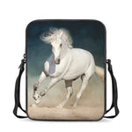 White Stallion Horse Print Rectangular Crossbody Bag