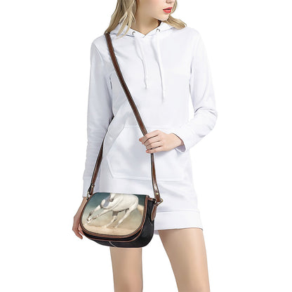 White Stallion Horse Print Saddle Bag