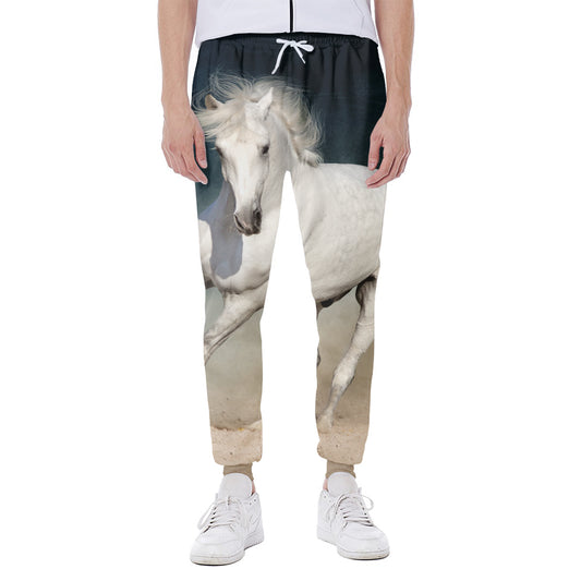 White Stallion Horse Print Scuba Joggers