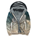White Stallion Horse Print Sherpa Lined Zip Up Hoodie
