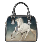 White Stallion Horse Print Shoulder Handbag