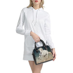 White Stallion Horse Print Shoulder Handbag