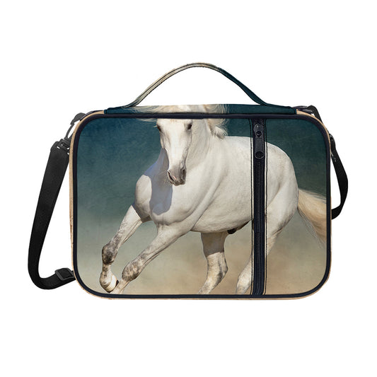 White Stallion Horse Print Shoulder Strap Bible Bag