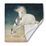 White Stallion Horse Print Silk Bandana