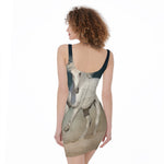 White Stallion Horse Print Sleeveless Bodycon Dress
