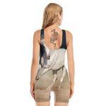 White Stallion Horse Print Sleeveless One Piece Swimsuit