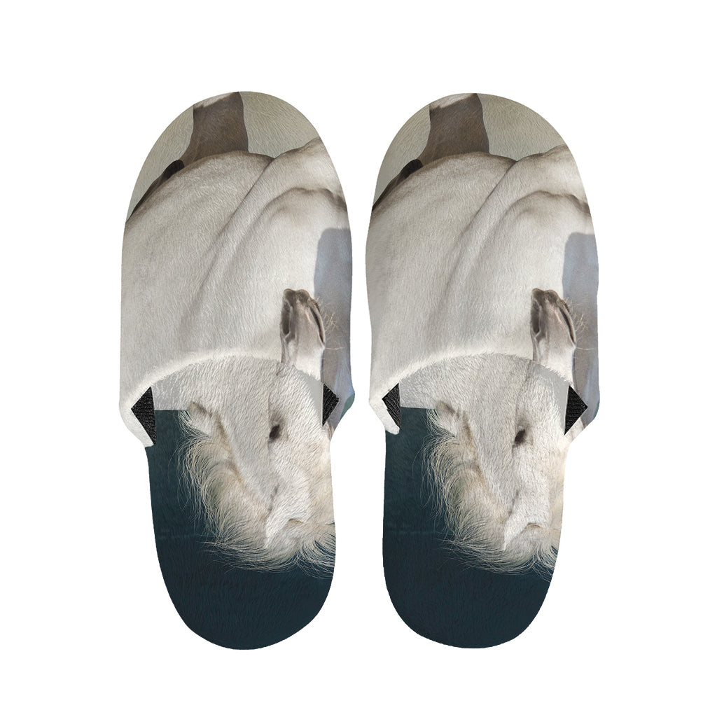 White Stallion Horse Print Slippers