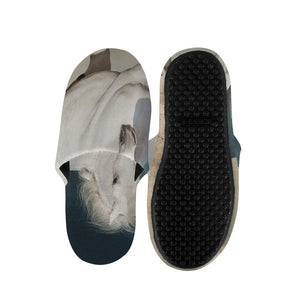 White Stallion Horse Print Slippers