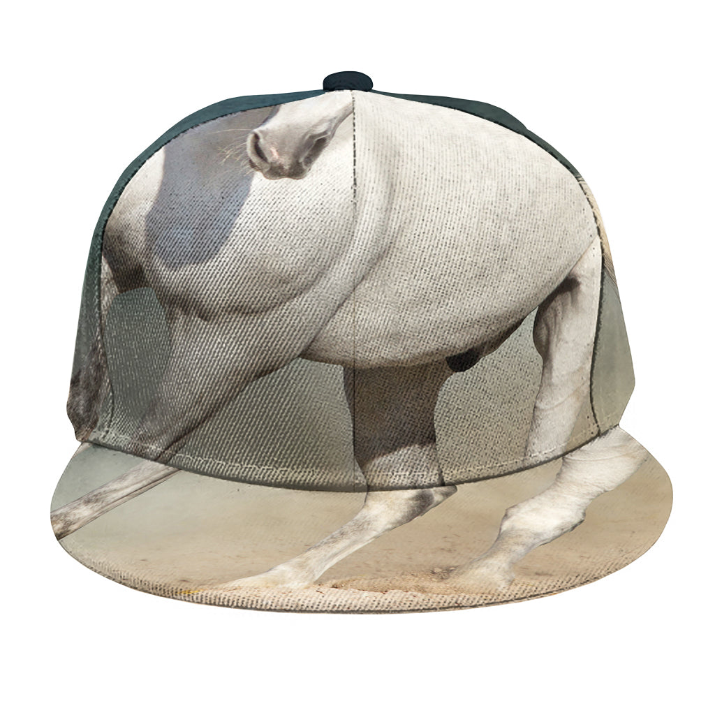 White Stallion Horse Print Snapback Cap