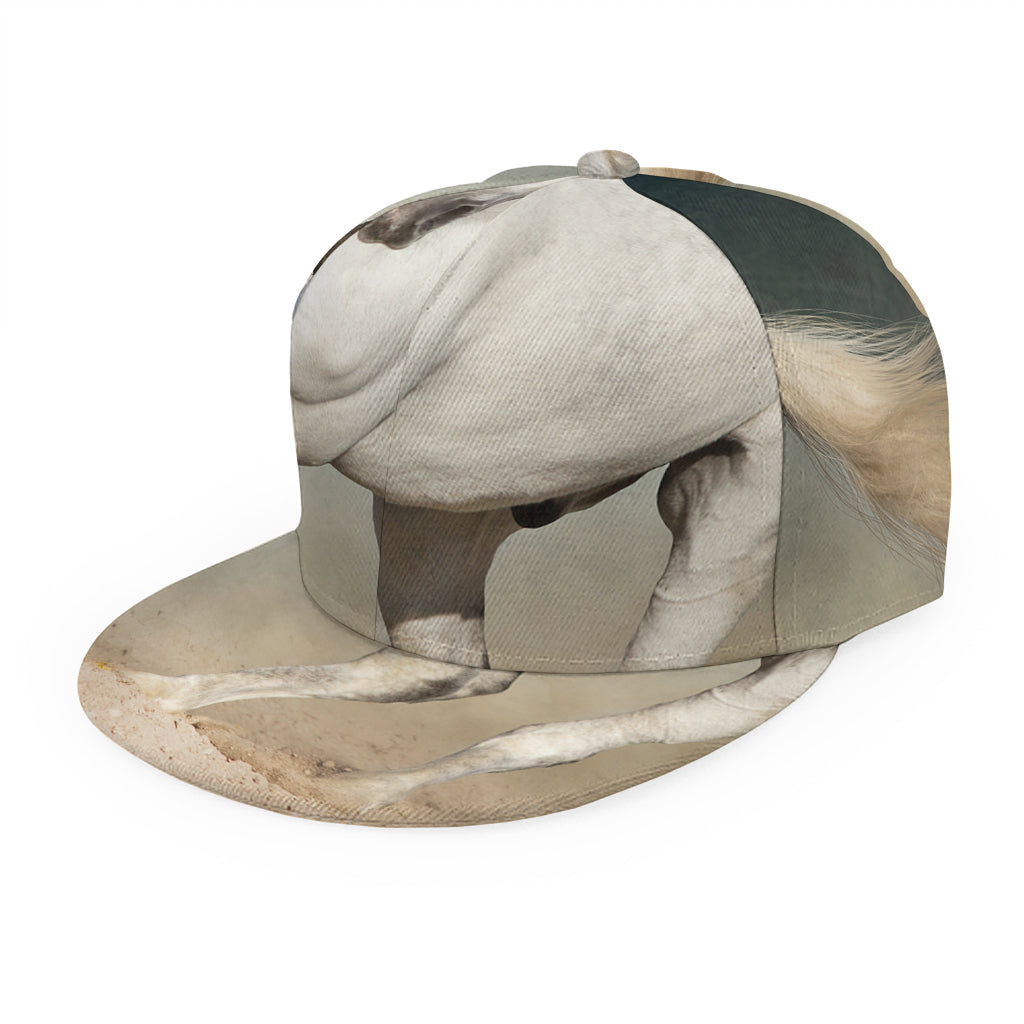 White Stallion Horse Print Snapback Cap