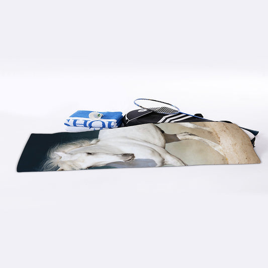 White Stallion Horse Print Sports Towel