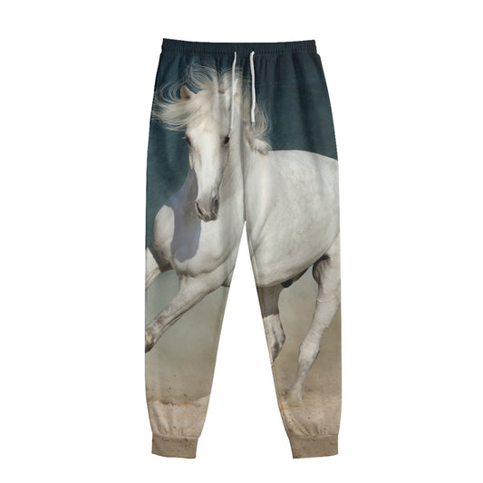 White Stallion Horse Print Sweatpants