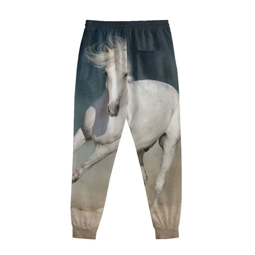 White Stallion Horse Print Sweatpants