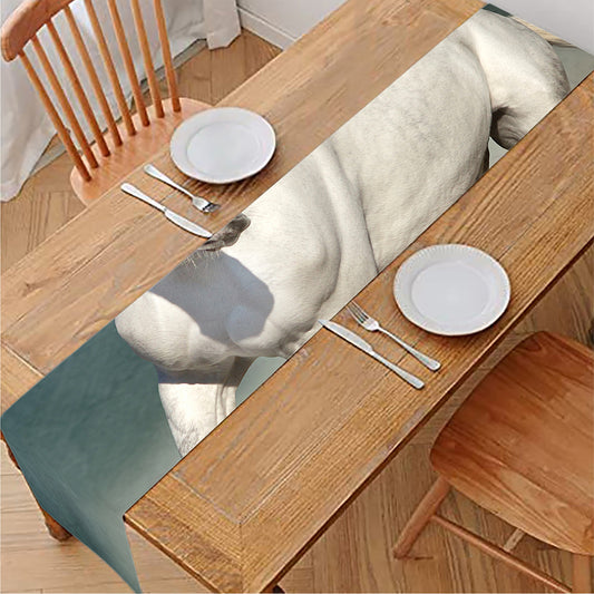 White Stallion Horse Print Table Runner