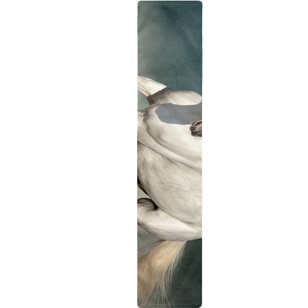 White Stallion Horse Print Table Runner