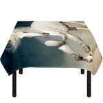 White Stallion Horse Print Tablecloth