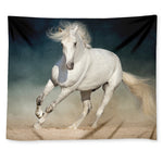White Stallion Horse Print Tapestry