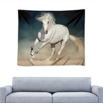 White Stallion Horse Print Tapestry